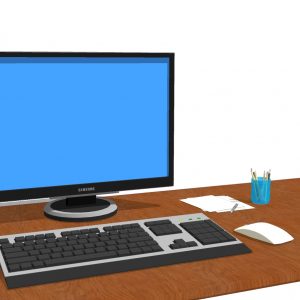 A 3D Model of my computer and my desktop that I made in 2005
