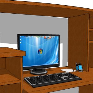 A 3D Model of my computer and my desktop that I made in 2005